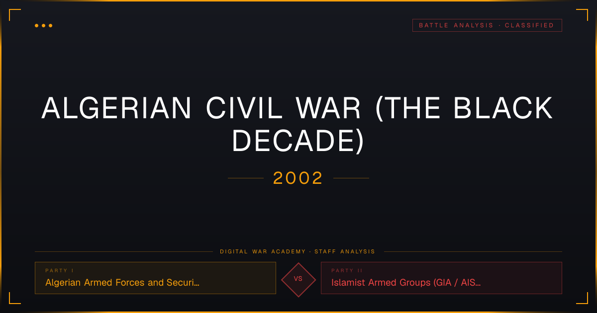 Algerian Civil War (The Black Decade) (2002): Tactical Map, Casualties ...