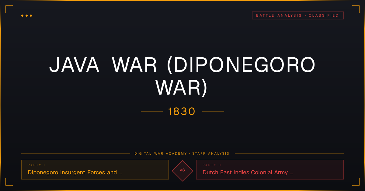 Java War (Diponegoro War) (1830): Diponegoro vs Dutch